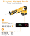 Brushless Cordless Reciprocating Saw With 3-Speed Settings, 0-3000 RPM, Beast Power For Wood Metal Plastic Brick Cutting