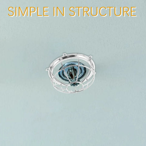 Heavy Duty Screw Mount Fire Sprinkler Guard Cage Shield on ceiling, showcasing simple structure and design.