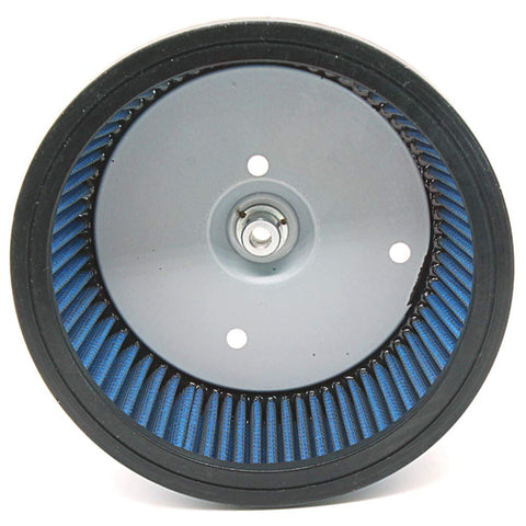 Front view of HD 0800 Air Filter Replacement 29442 99E For Harley Davidson, showing blue high-flow filtration media and central mounting hub.