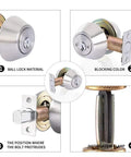 Double Keyed Deadbolt Lock With Keyed On Both Sides And Two Way Adjustable Cylinder For Privacy Or Passage, Satin Stainless Steel Finish, installation instructions, side view