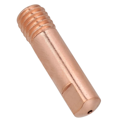 Close-up of a red copper tip from 20 Pack MIG Welding Tips For 0.030 To 0.040 Inch Torches 0.8 To 1.0mm 15AK Compatible Consumables