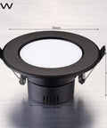 WKNHHL Recessed Lighting Housing Trim Kits Black Aluminium Embedded Integrated Grille Ceiling Spotlight Led Panel Ceiling Light Recessed Downlight measuring 78mm diameter and 41mm height.