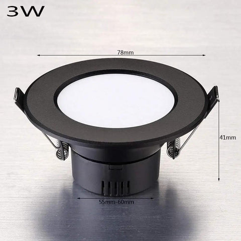 WKNHHL Recessed Lighting Housing Trim Kits Black Aluminium Embedded Integrated Grille Ceiling Spotlight Led Panel Ceiling Light Recessed Downlight measuring 78mm diameter and 41mm height.