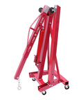 Built Like A Tank 2 Ton Folding Hydraulic Shop Crane Engine Hoist with six caster wheels and adjustable boom for heavy lifting.