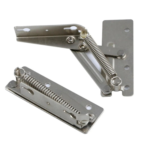 90 Degree Lift Up Cabinet Hinges Set 1 Pair With Soft Close Damping System Scissor Hinges in stainless steel with springs