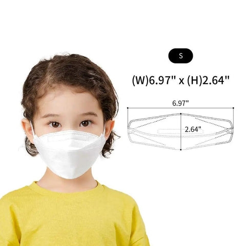 Child wearing KF94 Micro Dust Protection Face Mask White Small Premium Korean Go To Everyday Wear With 99 Percent Filtration