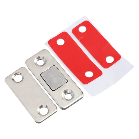 Ultra Thin Magnetic Door Catch Kit Stainless Steel Cabinet Latch With Strong Hold 8 Pack Ez Install 2 Way Adhesive components
