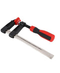 6 Inch Bar Clamp Heavy Duty F Style Clamping Tool With 300lbs Grip Power For Woodworking Projects In The Shop Alloy Steel With ABS Handle And A 5.9 Inch Jaw Opening 1 Pack, red and black