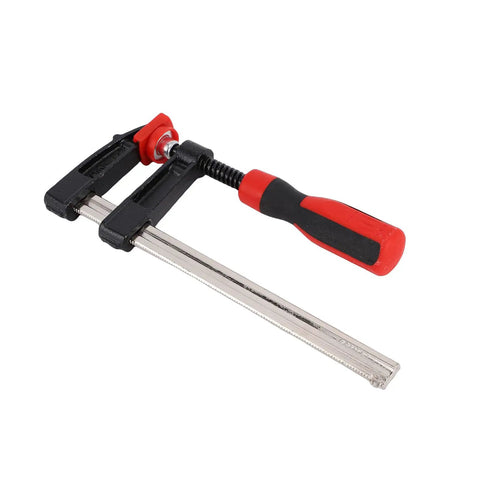 6 Inch Bar Clamp Heavy Duty F Style Clamping Tool With 300lbs Grip Power For Woodworking Projects In The Shop Alloy Steel With ABS Handle And A 5.9 Inch Jaw Opening 1 Pack, red and black