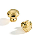 Luxury Solid Real Unlacquered Brass Cabinet Knobs Handmade Heavyweight Builds, shiny brass finish, suitable for kitchen cabinets.
