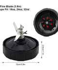 7 Fins Blender Blade Replacement Kit Pro Grade With Silicone Gasket Ring for Auto iQ Series, top and side view.