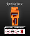 Illustration of a correct battery connector shape with warning to avoid mismatched connectors for Red 2 Pin Wire Harness Connector For 12V Ride On Toys