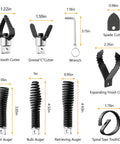 16 Piece Drain Snake Drill Attachment Heavy Duty Drain Auger Cutter Kit with various specialized heads for effective plumbing.