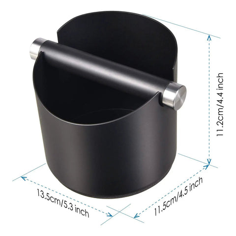 Espresso Knock Box For Home Barista Use Black Stainless Steel Coffee Ground Catcher With Removable Knock Bar Non Slip Base