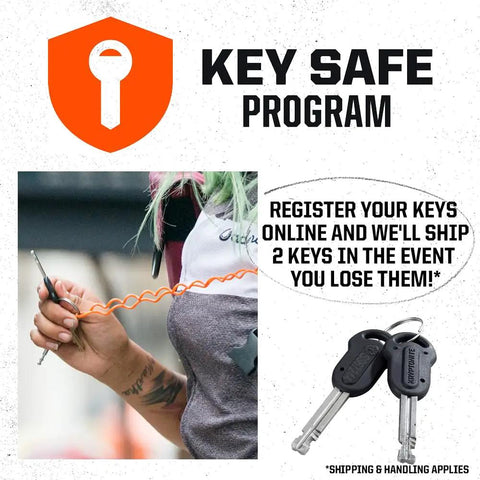 Key safe program with two keys shown for Beefed Up Heavy Duty 12mm Hardened Manganese Steel Bike Chain Lock With Six Sided Links