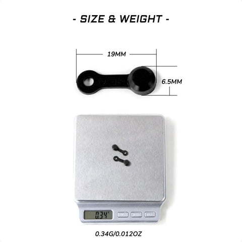 Image showing the size and weight of 10 Pack Bike Brake Bleeder Rubber Caps Dust Covers Bleed Screws Nipple Fittings Keeps Your Hydraulic Disc Calipers Clean and Running Smooth on Mountain Road and MTB Bikes Compatible with Shimano SRAM Tektro and More, with measurements 19mm x 6.5mm and weight 0.34g on a digital scale.