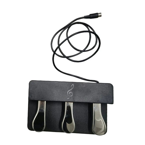 Three-Foot Pedal Unit For Digital Pianos And Keyboards With Universal 5-Pin Round Interface, Rock-Solid Metal Pedals With Non-Slip Base