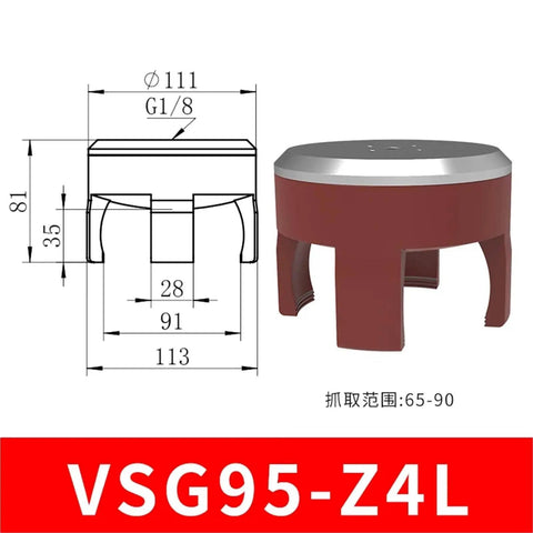 Flexible Mechanical Arm Gripper With Silicone Pneumatic Soft Finger Fixture And Suction Cup Claw For Precise Pick And Place, Vacuum Pad Driving Tool For Diy Robotics And Assembly, VSG95 Z4L technical drawing and design
