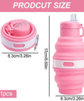 Foldable Water Bottle With Leak Proof Locking Lid For Outdoor Adventures Portable Travel Flask Silicone Sport Bottle, pink size view