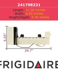 Side view of No-Fuss Ice Maker Assembly Kit for Refrigerators White Replacement, Quick Install, Fits Model 241798231 dimensions