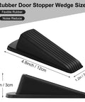 Diagram of 24 Pack Rubber Door Stoppers For Bottom Of Door Heavy Duty Wedge Stackable, showing dimensions and rubber material.