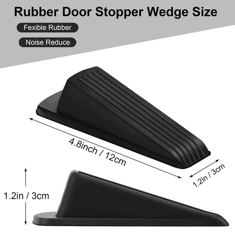Diagram of 24 Pack Rubber Door Stoppers For Bottom Of Door Heavy Duty Wedge Stackable, showing dimensions and rubber material.