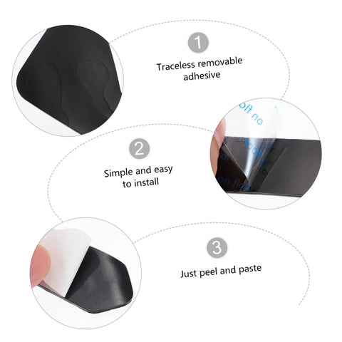 Step-by-step application of 8 Pcs Slip Rug Tape Fixing Stickers For Hardwood Floors Tiles And Rugs, easy peel adhesive.