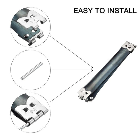 Metal Internal Flex Frame Set For Handbags And Purses 30Pcs 100mm Frames with pins, dark blue alloy hinges, easy to install diagram.