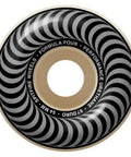 Top view of Formula Four Classics 99 Classic Shape Skateboard Wheels Silver 54mm with spiral graphic design.
