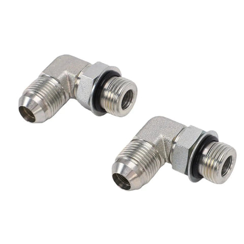 3/8 Inch Male Flare To Or 90 Degree Industrial Hose Fitting For Tractor And Factory Press Links Flared Tubing To Orbital Rod Ends With Secure 6000 Psi Seal Meeting Sae J514 J1926 Standards, carbon steel