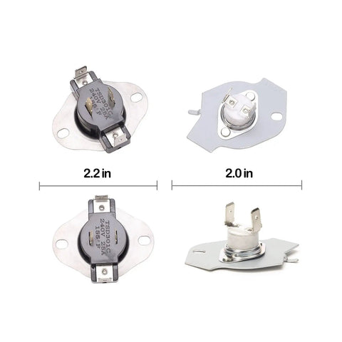 Thermostats and fuse from Dryer Heating Element Replacement Kit For Maytag And Roper Dryers Fits MEDC465HW0 MEDX655DW MEDC200XW MEDC215EW MEDC300BW0 MEDC400VW0 RED4640YQ0 RED4640YQ1 RED4516FW0 RED4440VQ1 And More Easy Swap Restores Quick Heat, sizes 2.2 inch and 2.0 inch.
