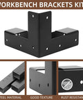Heavy Duty Steel Corner Support Brackets For Work Bench And Diy Shelving Right Angle L Brackets With Black Powder Finish shown from side view.