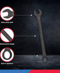 Jumbo Metric Combination Wrench Set, 16 Piece From 6 mm To 32 Mm, Heavy Duty Build With Raised Panel Construction, zoom on details.