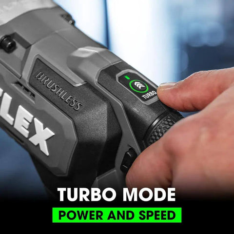 Pro Grade 24V Brushless Cordless Right Angle Drill Turbo mode activation button for enhanced power and speed.
