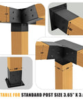 Heavy Duty Pergola Bracket Set With 15 Degree 3-Way Slanted Roof, Wall Mount Extension 4x4 Inches, inner 3.5x3.5, installed view