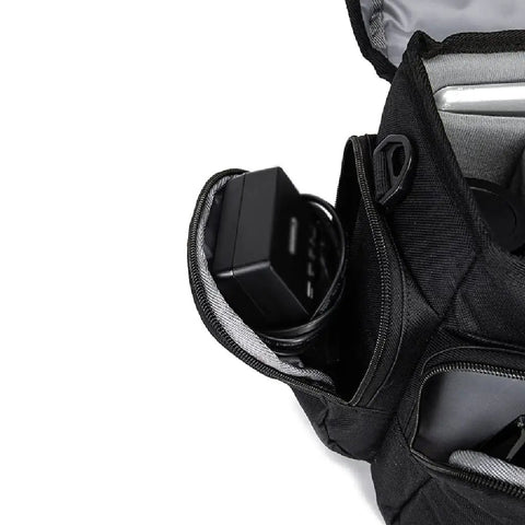 Open SLR Camera Bag For Single Shoulder Use showing a camera accessory pocket and durable nylon zippers, large capacity visible.