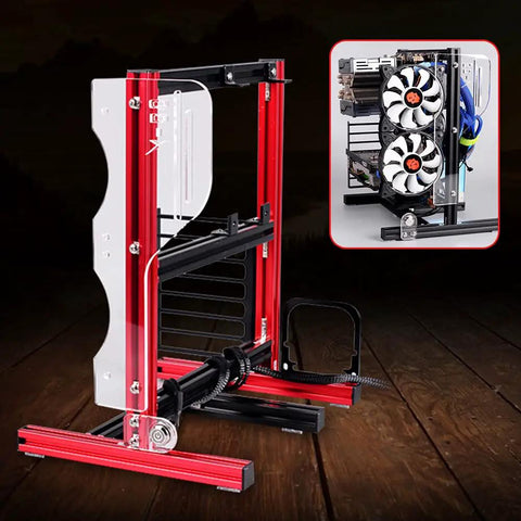 Open Air PC Case Frame For ATX M-ATX ITX Motherboards Dope Open Bench Chassis With Water Cooling Mounts 7 PCI Slots Red