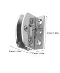 Two Pack Small Glass Door Hinges Pivot Hinges For Shower Doors Cabinets Cupboards Hardware With Adjustable Dual Sided Clamp Silver Finish