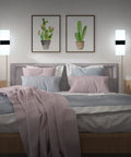 Bedroom setup with Plug In Wall Light Sconce With Adjustable Color Temperature, 12W Indoor Lamp, 3 color temperatures, 2 Pack