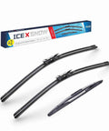 Top Shelf Three Piece Windshield Wiper Blade Set With 20 And 12 Inch Sizes For Ford Escape Models Built 2008 To 2012 featuring smooth glide rubber grip and pinch tab connector.