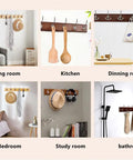 Knockout Wooden Wall Coat Rack Featuring Slick Stainless Steel Double Hooks And Rock Solid Door Back Hanger Organizer for various room uses.