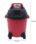 Badass 4 Gallon Wet Dry Shop Vac With Beefy 1000W Motor Heavy Duty Suction Plus Air Blower Mode For Autocare Garage Shakeup and Fast Floor Pick Up Jobs Wherever You Roll, red vacuum with a handle and wheels.