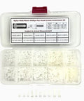 All In One Nylon PA66 White Metric Phillips Pan Head Screws Set 500Pcs M2 To M2.6 in plastic storage box