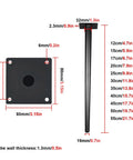 4 Pcs Cone Metal Furniture Legs Heavy Duty Iron Table Supports displaying dimensions and specifications for assembly.