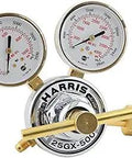 Close-up of Pro-Grade Specialty Gas Regulator, Single Stage For Ar He N Cylinders, CGA Quarter Inch Flare Outlet, Model 25GX.