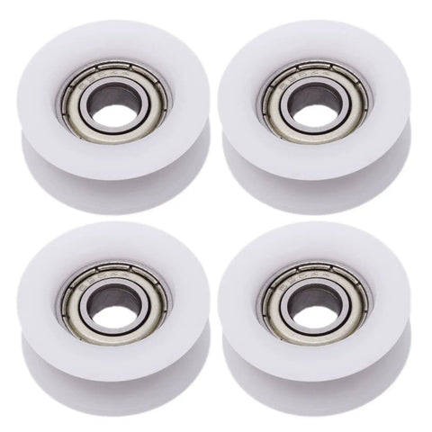U Groove Pulley Kit 4 Pcs Nylon Guide Wheels For Doors Windows Cabinets Drawers And Printers 6x24x9mm White Built To Last Smooth Glide Heavy Duty Rollers, four white wheels