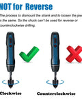Graphic showing correct clockwise and incorrect counterclockwise use of Keyless Mini Drill Chuck Adapter For Cordless Screwdrivers And Impact Drivers Quick Change Converter With One Quarter Inch Hex Shank 0.3 To 6.5 Millimeters Capacity 3 Jaw Micro Chuck For Jewelry Fine Detail Drilling And DIY Projects