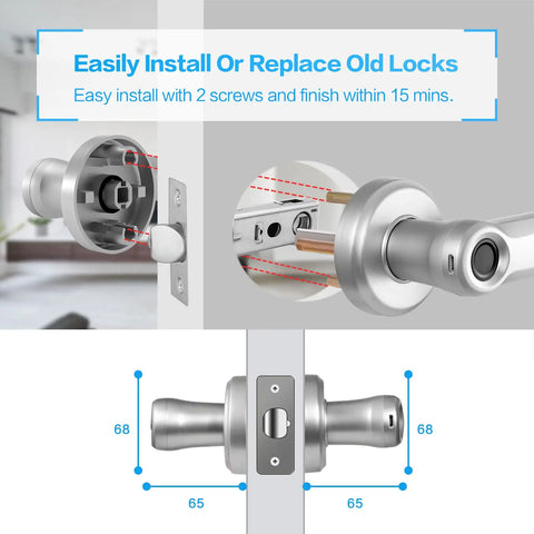 Smart Door Lock Handle With Fingerprint Biometric Security For Bedroom Home And Office Use Durable Keyless Entry installation view