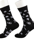 Black socks with engineering-themed icons, "Its An Engineer Thing You Wouldnt Understand Socks Funny Novelty Gift For Civil And Mechanical Engineers Comfortable Cotton Blend Crew One Size Fits Most"