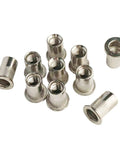 Heavy Duty Rivet Nut Tool Kit 100 Pc Set 1/4-20 UNC Rivnut Nuts in 304 stainless steel flat head threaded inserts